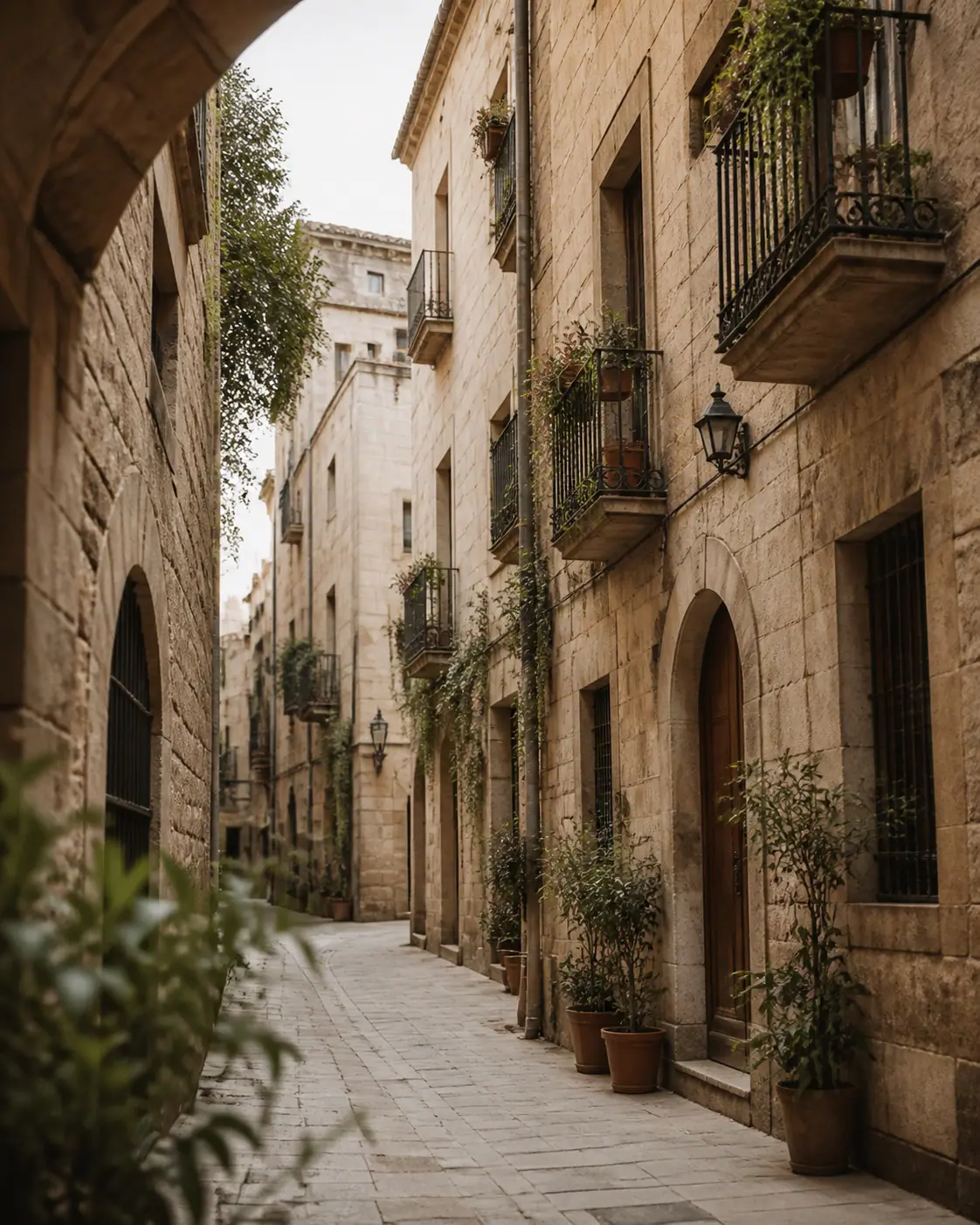 Calle serena del casco antiguo de Barcelona