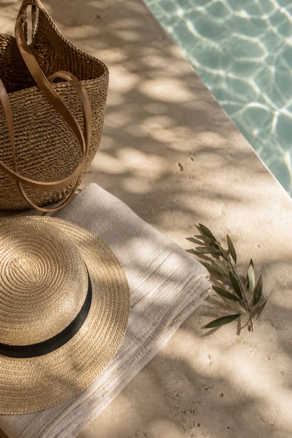 Detalles mediterráneos junto a una piscina